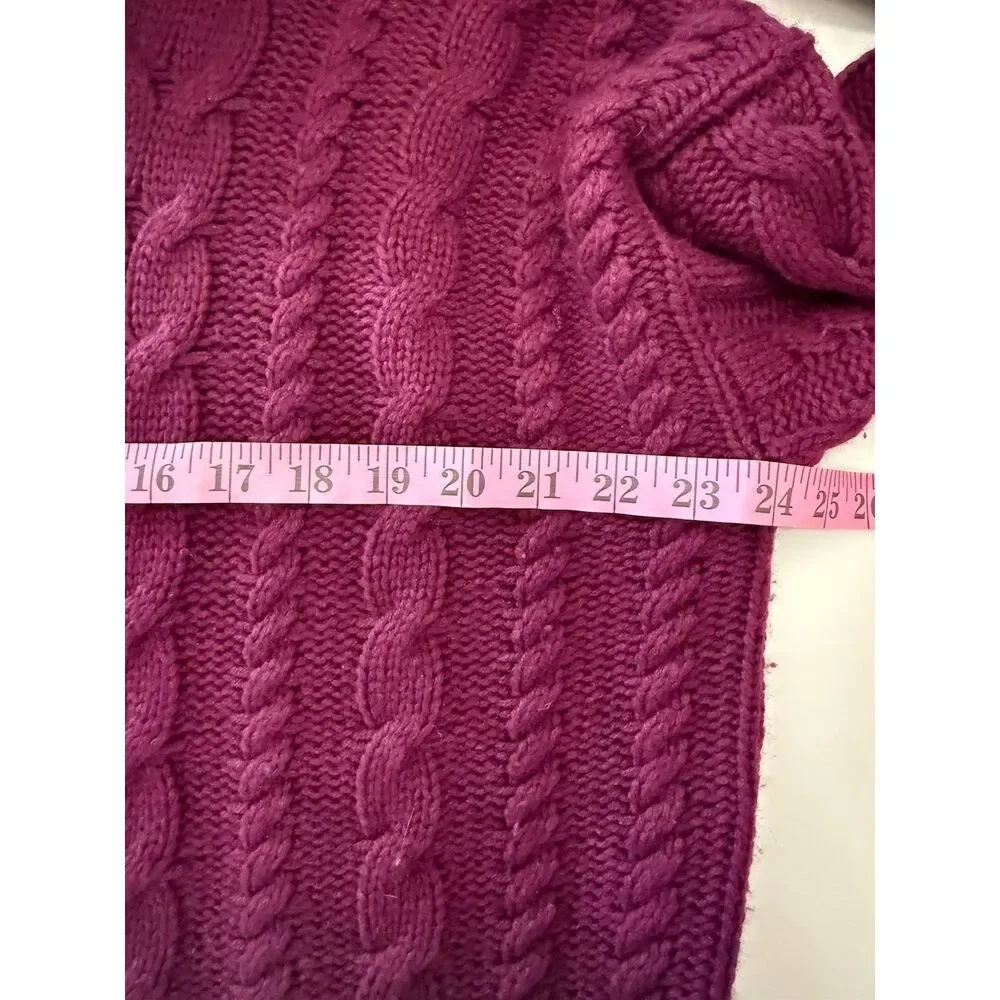 Banana Republic Chunky Cable Knit Merino Wool Cashmere Sweater Turtleneck Large - Picture 12 of 13